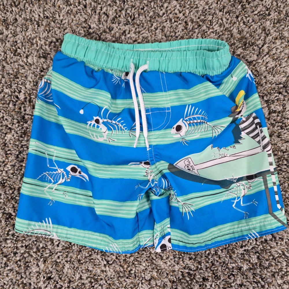 Nightmare Before Christmas boy's Sz XS swim trunks Jack Skellington Blue Green